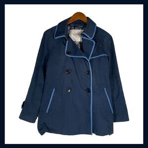 Coach Navy Blue Double Breasted Jacket Contrast Trim Women’s Classic S READ
